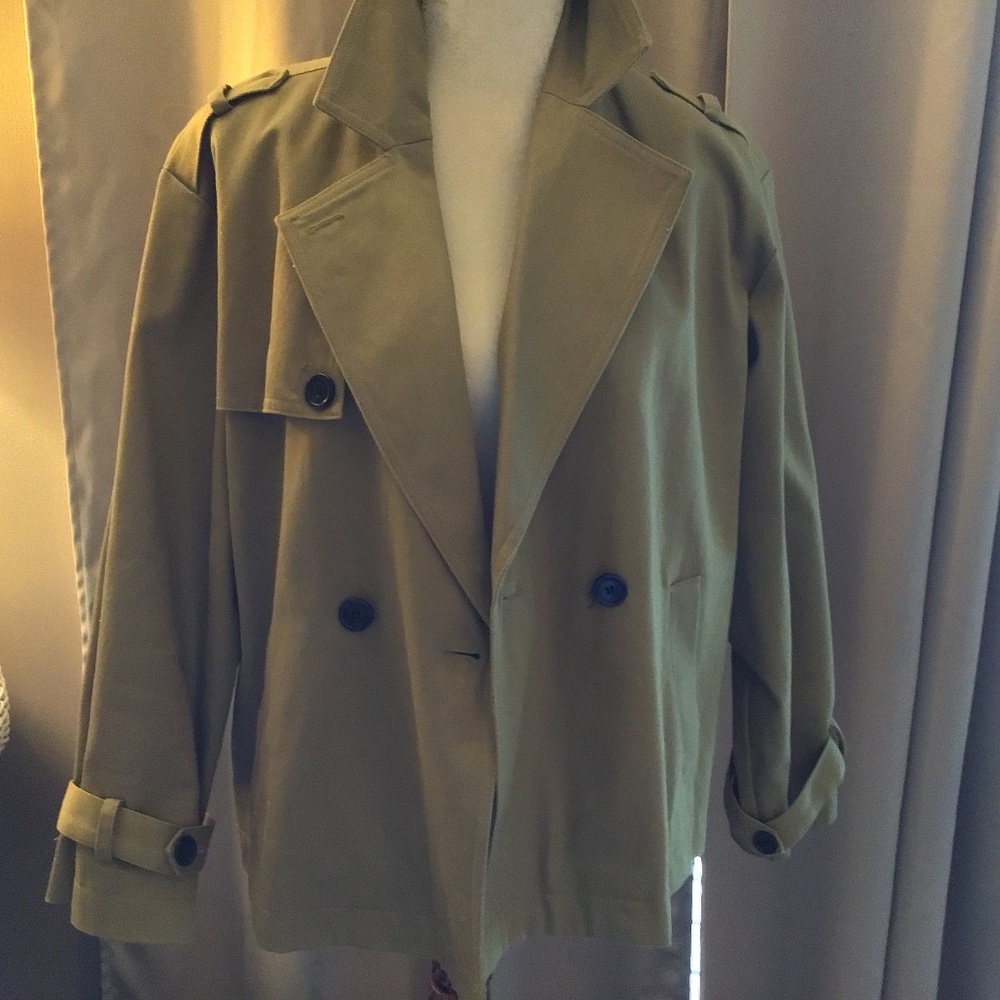 POPSUGAR Short Khaki Cotton Trenchcoat/Topper